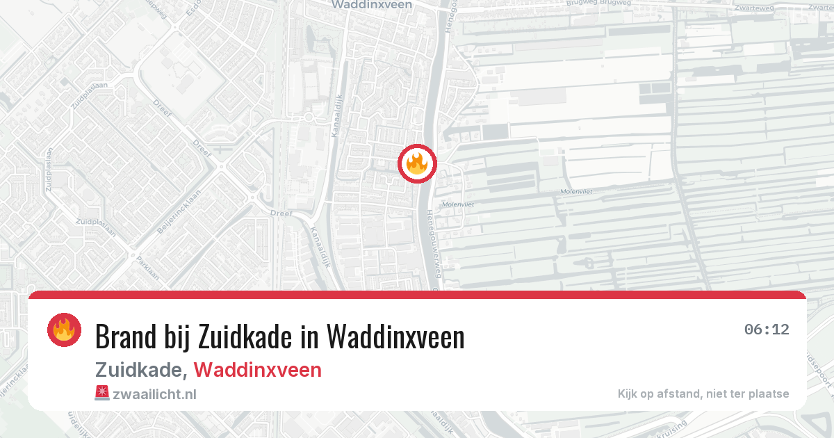 Brand bij Zuidkade in Waddinxveen — 11 aug 2026