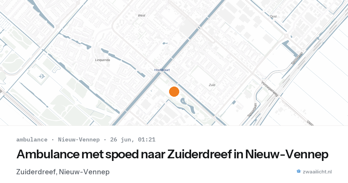 Ambulance met spoed naar Zuiderdreef in Nieuw-Vennep — 25 jun 2026