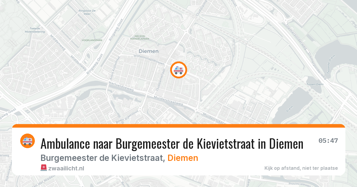 Ambulance naar Burgemeester de Kievietstraat in Diemen — 5 aug 2026