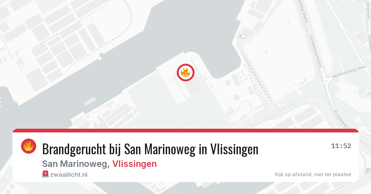 Brandgerucht bij San Marinoweg in Vlissingen — 6 jul 2026