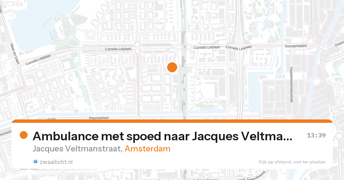 Ambulance met spoed naar Jacques Veltmanstraat in Amsterdam — 27 aug 2026