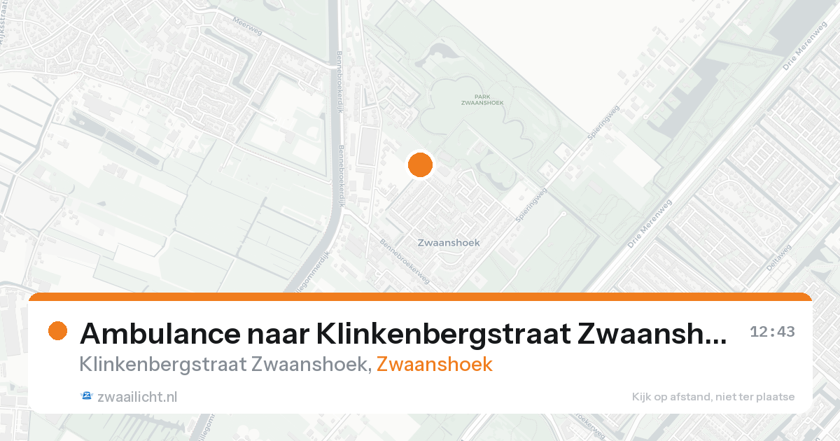 Ambulance naar Klinkenbergstraat Zwaanshoek in Zwaanshoek — 20 aug 2026