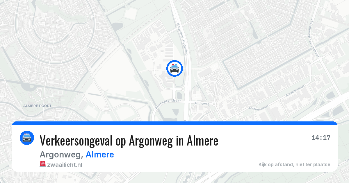 Verkeersongeval op Argonweg in Almere — 28 jul 2026