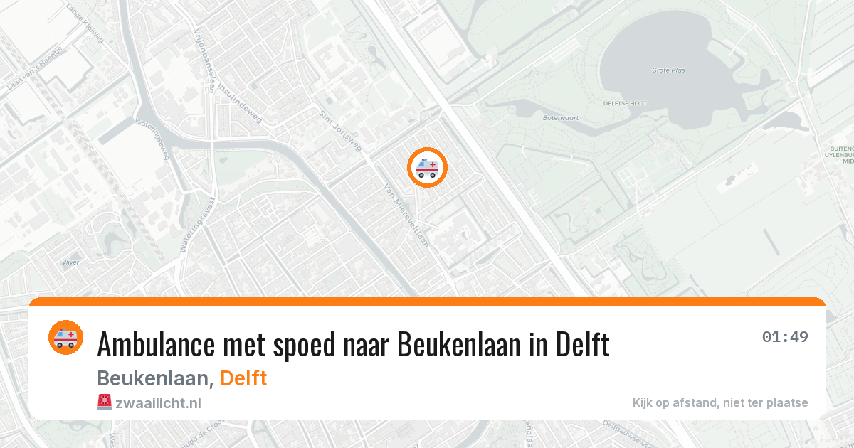 Ambulance met spoed naar Beukenlaan in Delft — 9 jul 2026