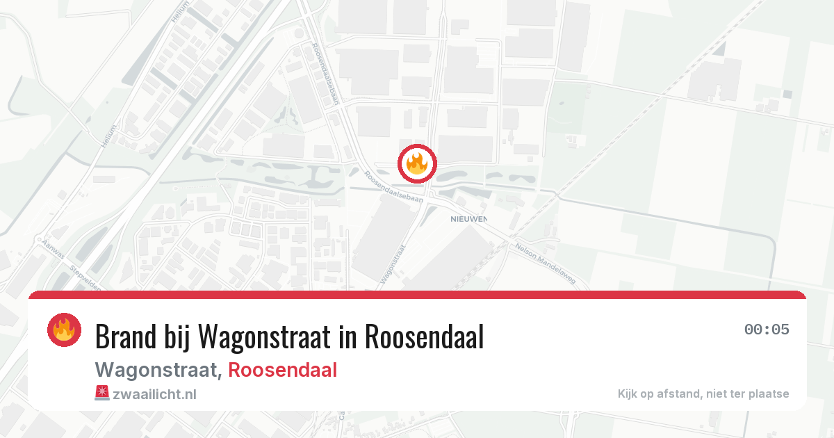 Brand bij Wagonstraat in Roosendaal — 15 jul 2026