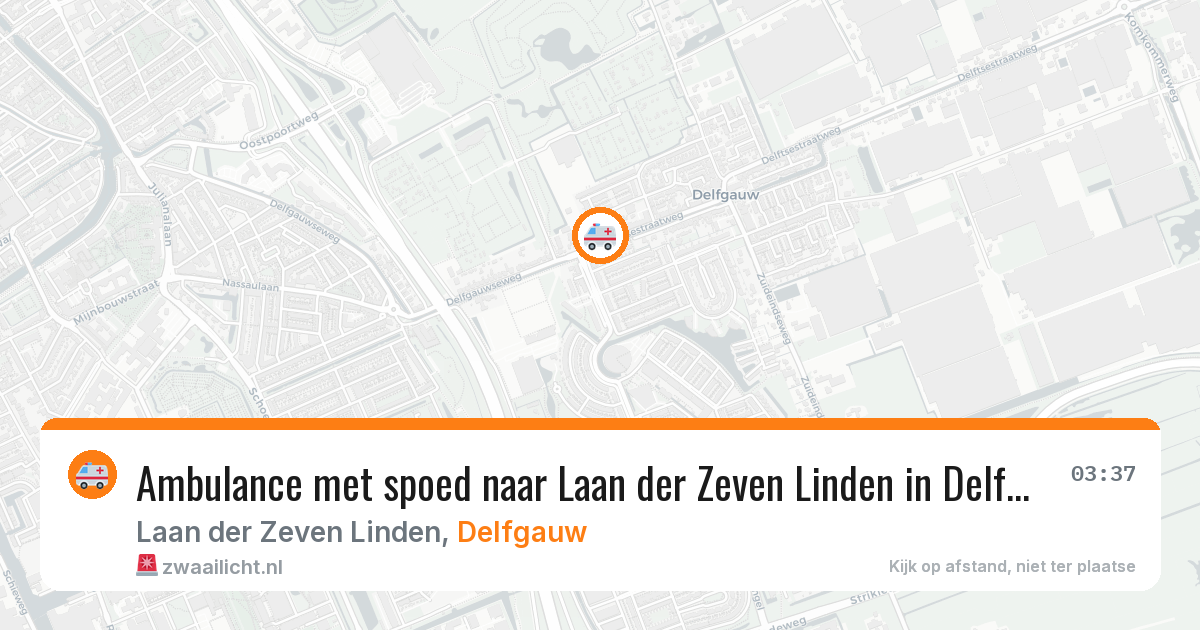 Ambulance met spoed naar Laan der Zeven Linden in Delfgauw — 13 aug 2026