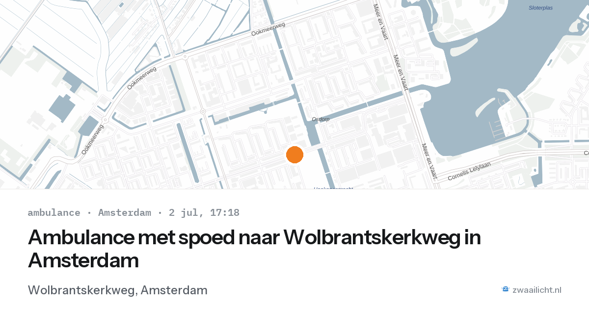 Ambulance met spoed naar Wolbrantskerkweg in Amsterdam — 2 jul 2026