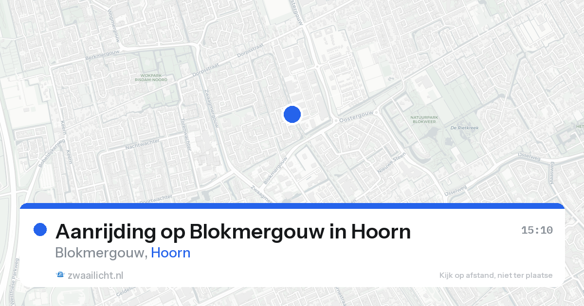 Aanrijding op Blokmergouw in Hoorn — 18 aug 2026