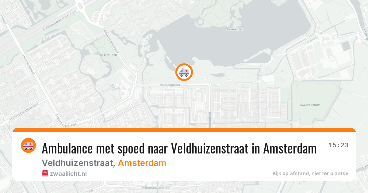 Ambulance met spoed naar Veldhuizenstraat in Amsterdam — 20 jun 2026