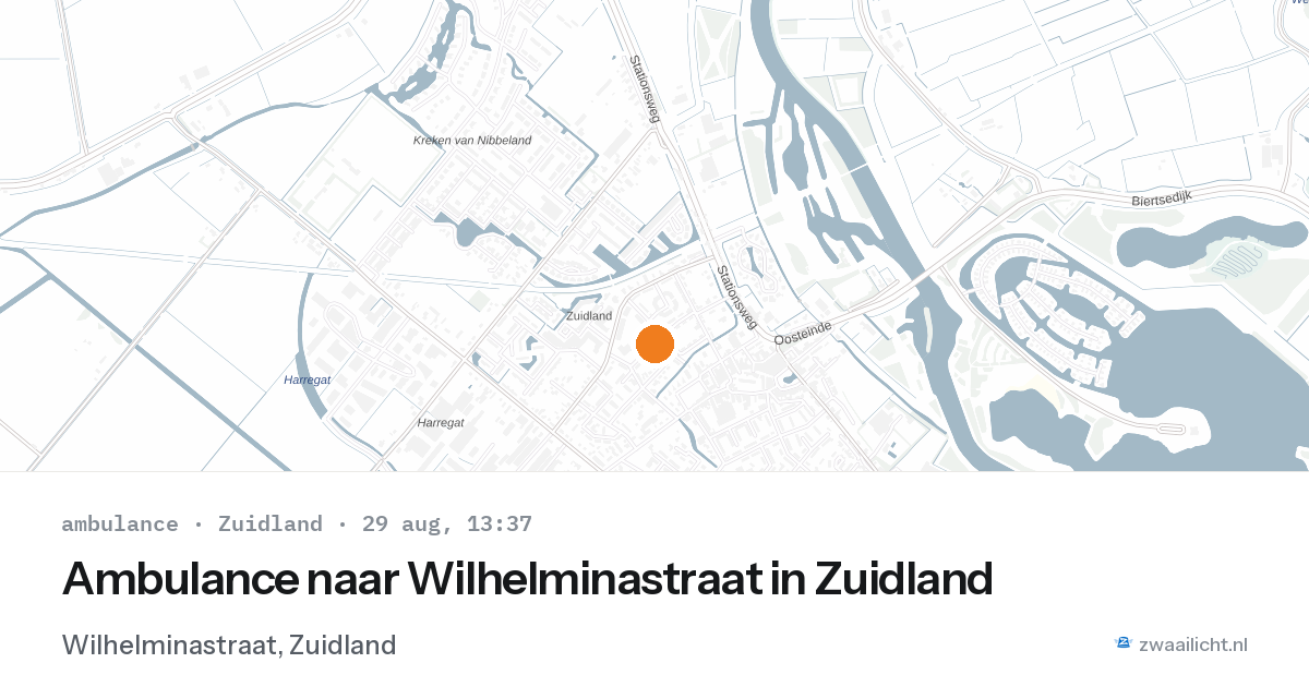 Ambulance naar Wilhelminastraat in Zuidland — 29 aug 2026
