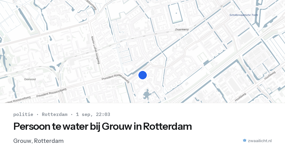 Persoon te water bij Grouw in Rotterdam — 1 sep 2026