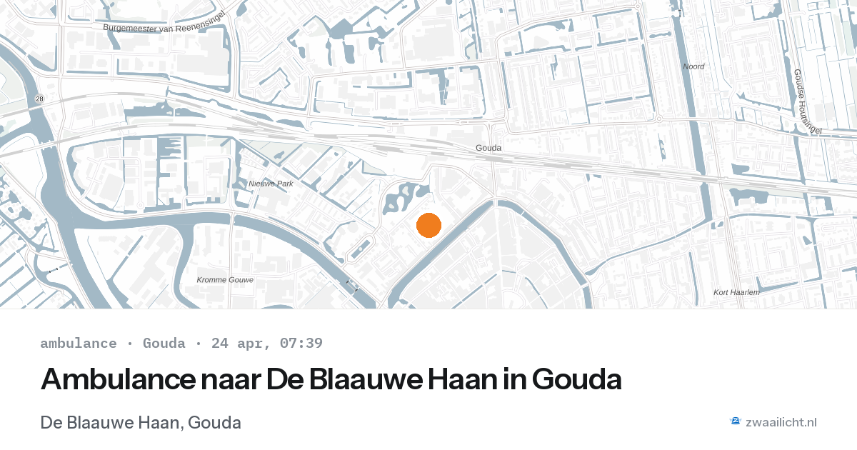 Ambulance naar De Blaauwe Haan in Gouda — 24 apr 2026