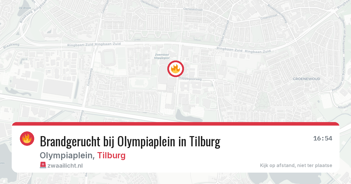 Brandgerucht bij Olympiaplein in Tilburg — 5 aug 2026
