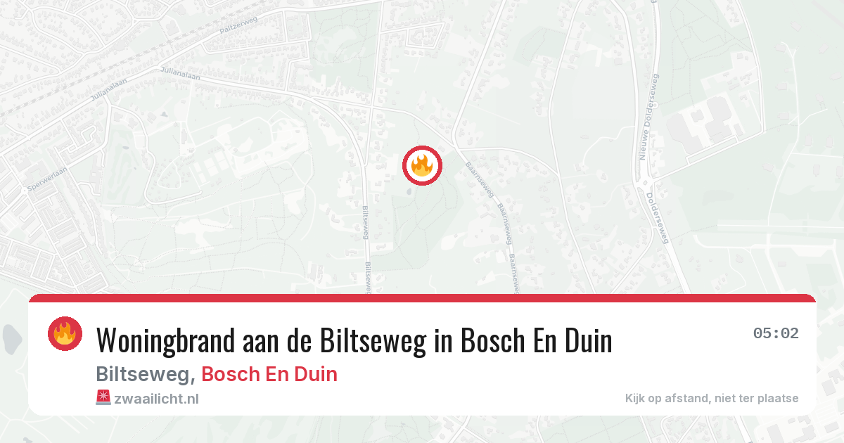 Woningbrand aan de Biltseweg in Bosch En Duin — 7 aug 2026