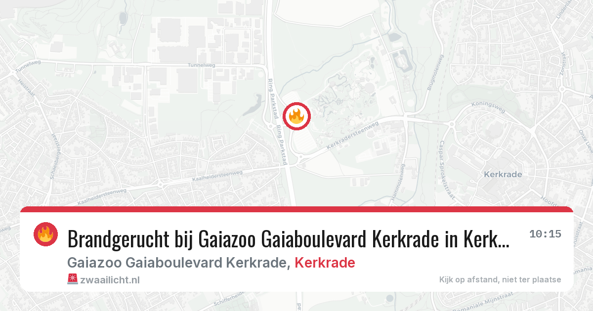 Brandgerucht bij Gaiazoo Gaiaboulevard Kerkrade in Kerkrade — 5 aug 2026