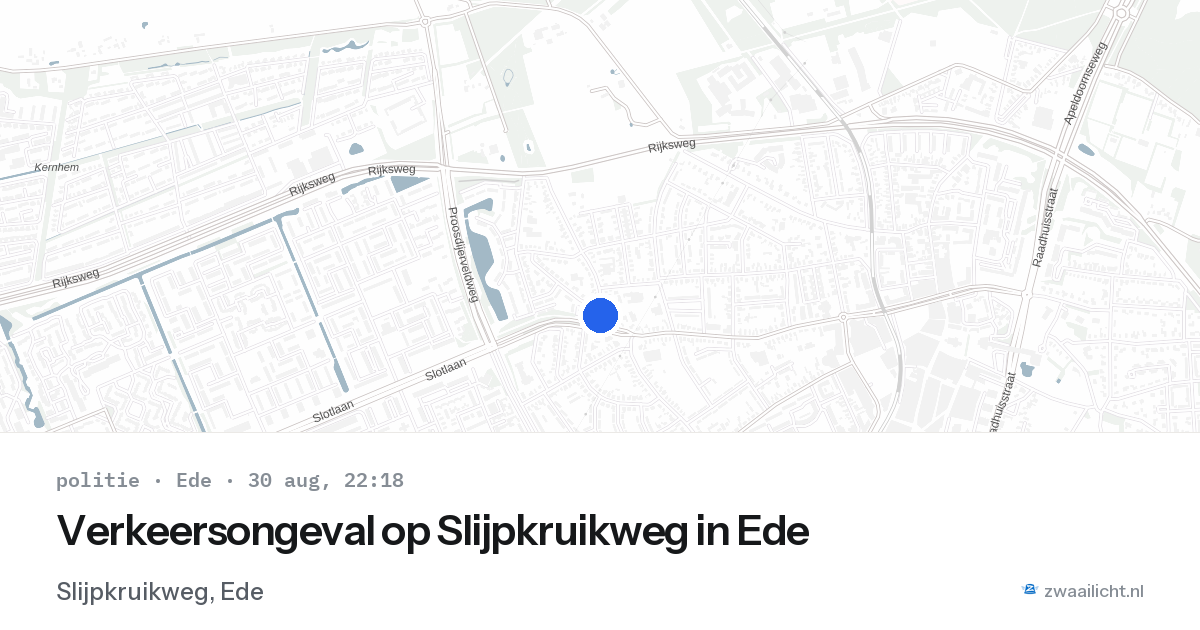 Verkeersongeval op Slijpkruikweg in Ede — 30 aug 2026