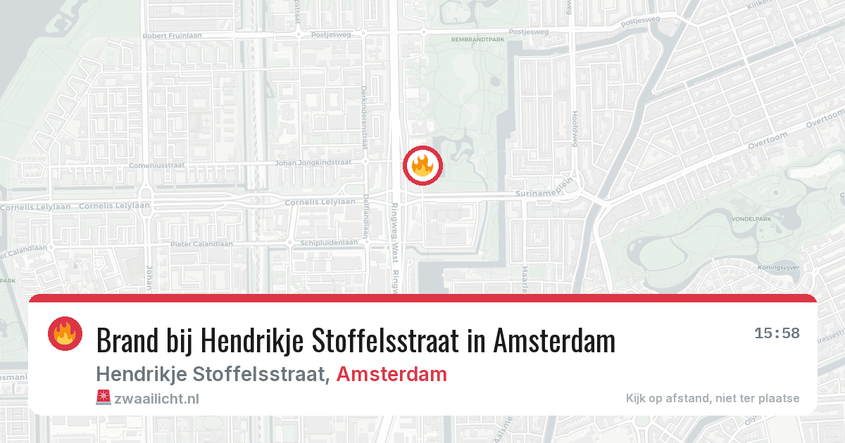 Brand bij Hendrikje Stoffelsstraat in Amsterdam — 19 mei 2026