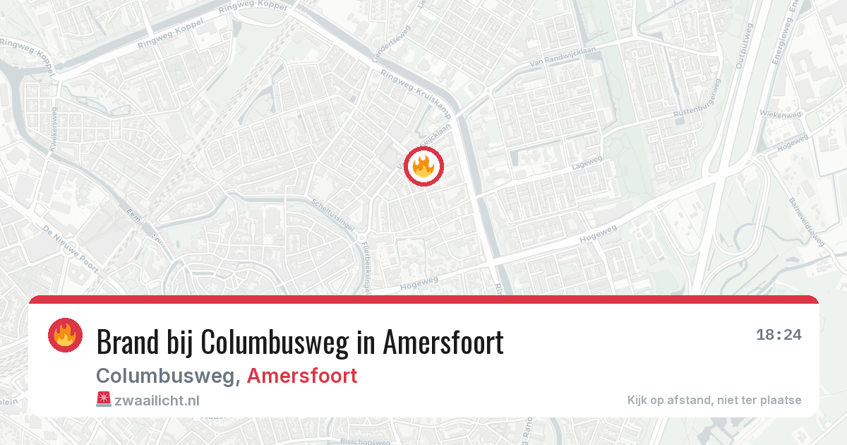 Brand bij Columbusweg in Amersfoort — 13 aug 2026