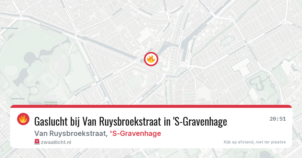 Gaslucht bij Van Ruysbroekstraat in 'S-Gravenhage — 6 aug 2026