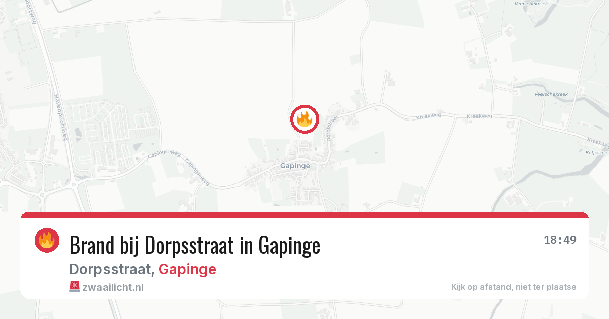 Brand bij Dorpsstraat in Gapinge — 6 jul 2026