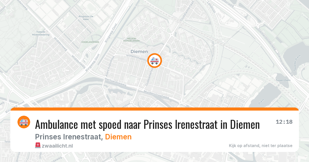 Ambulance met spoed naar Prinses Irenestraat in Diemen — 22 mei 2026