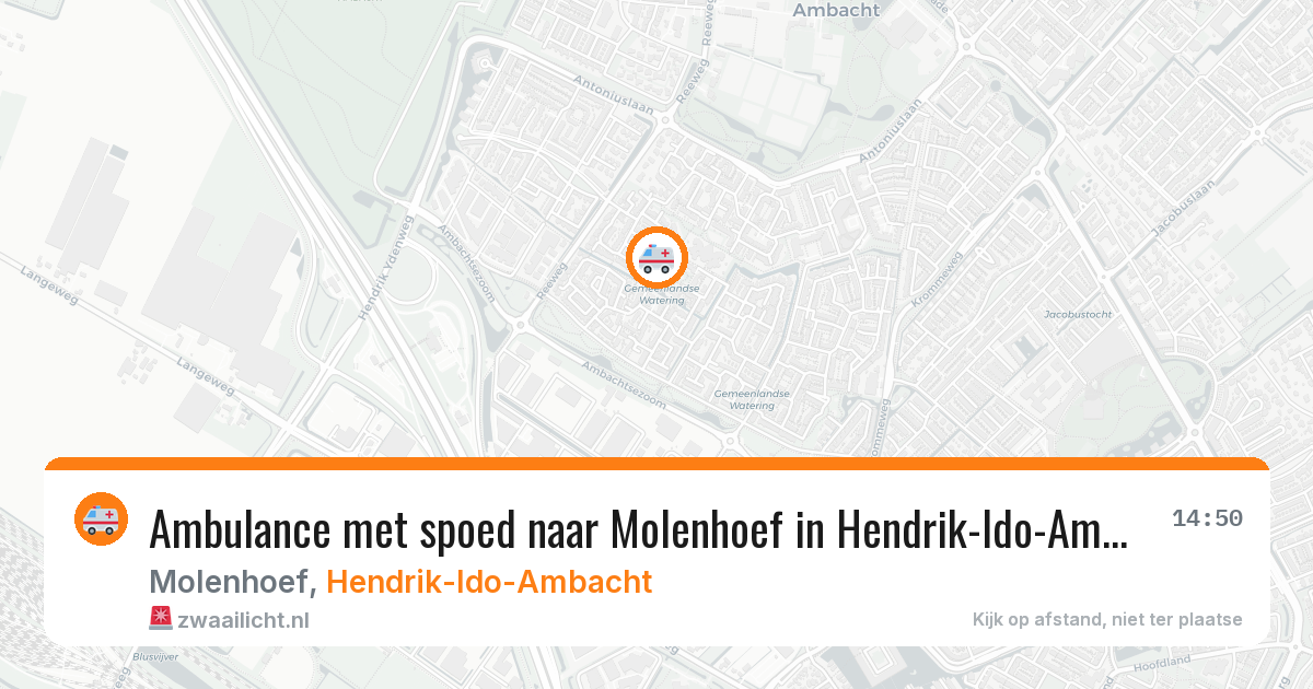 Ambulance met spoed naar Molenhoef in Hendrik-Ido-Ambacht — 14 mrt 2026