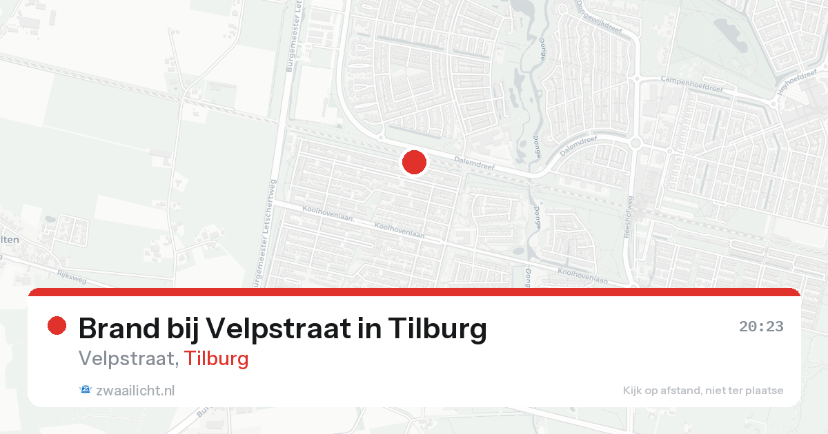 Brand bij Velpstraat in Tilburg — 19 aug 2026