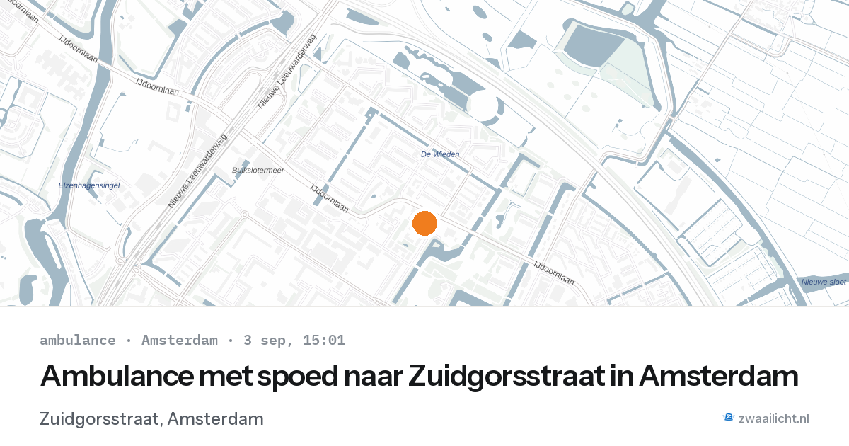Ambulance met spoed naar Zuidgorsstraat in Amsterdam — 3 sep 2026