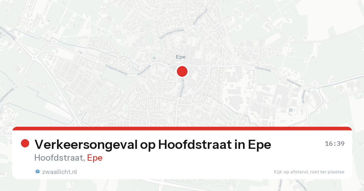 Verkeersongeval op Hoofdstraat in Epe — 20 aug 2026
