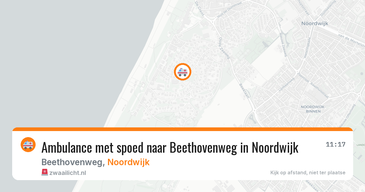 Ambulance met spoed naar Beethovenweg in Noordwijk — 14 aug 2026