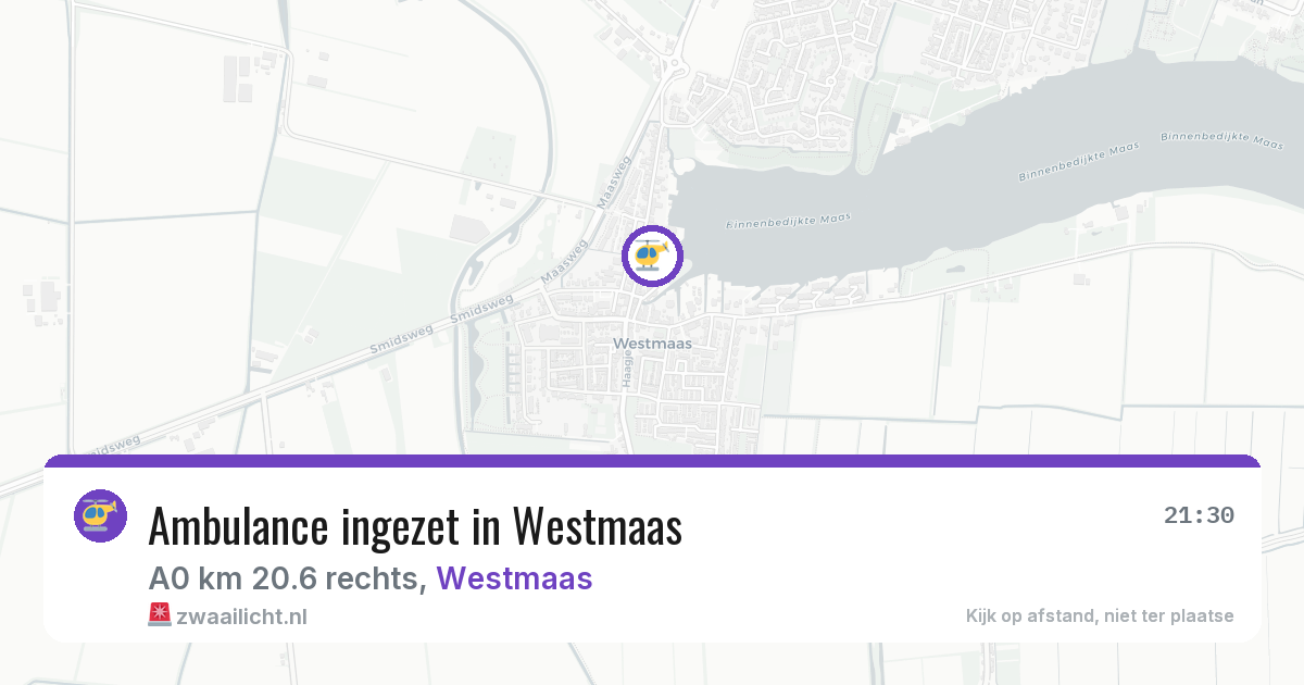 Ambulance ingezet in Westmaas — 9 aug 2026