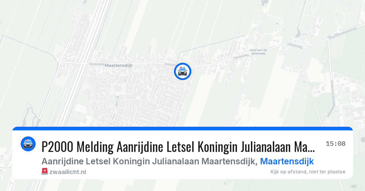 P2000 Melding Aanrijdine Letsel Koningin Julianalaan Maartensdijk, Maartensdijk — 27 jun 2026