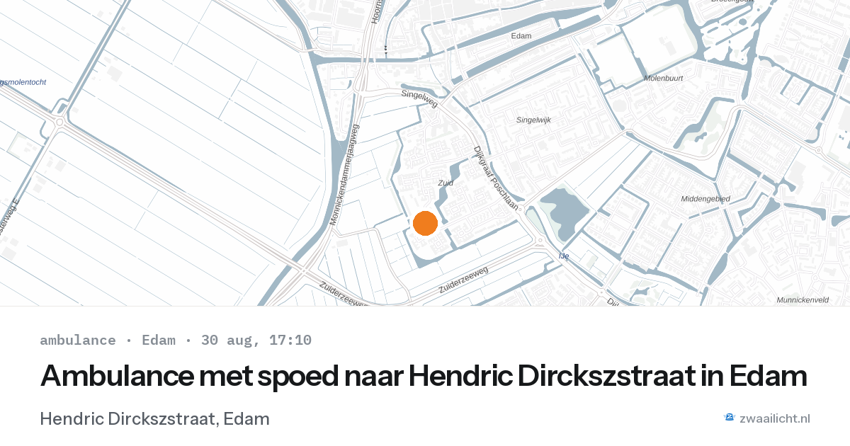 Ambulance met spoed naar Hendric Dirckszstraat in Edam — 30 aug 2026