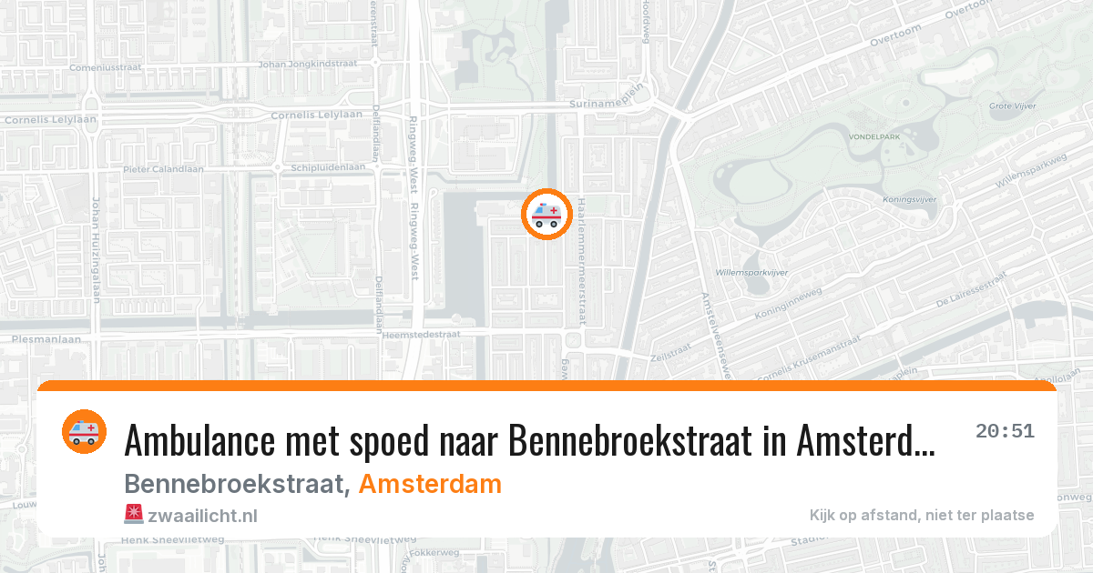 Ambulance met spoed naar Bennebroekstraat in Amsterdam — 28 mei 2026