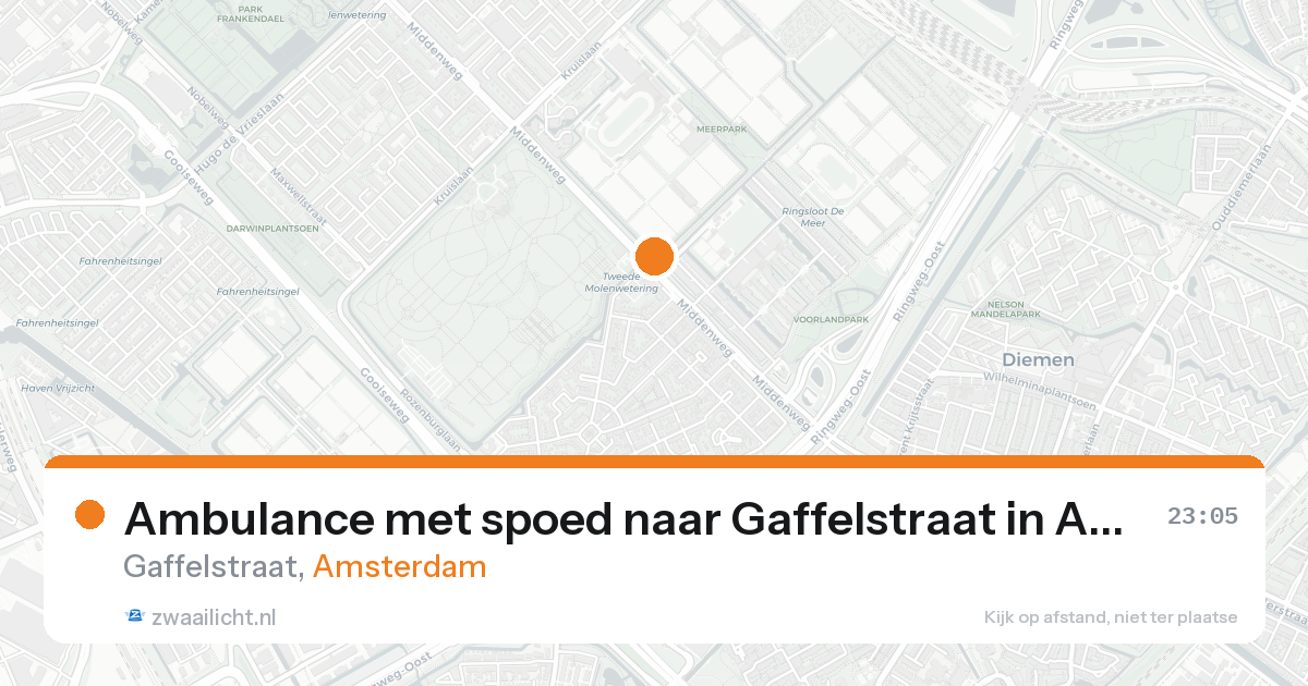Ambulance met spoed naar Gaffelstraat in Amsterdam — 20 aug 2026