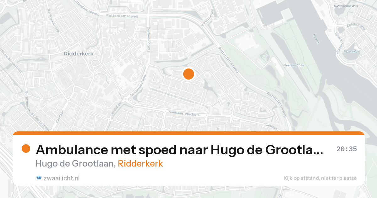 Ambulance met spoed naar Hugo de Grootlaan in Ridderkerk — 20 aug 2026