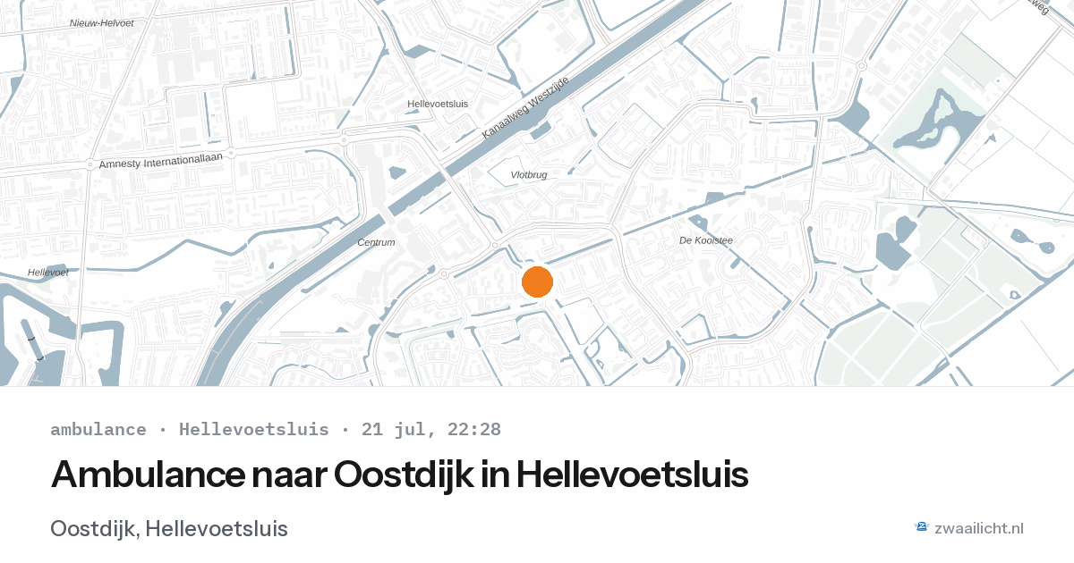 Ambulance naar Oostdijk in Hellevoetsluis — 21 jul 2026