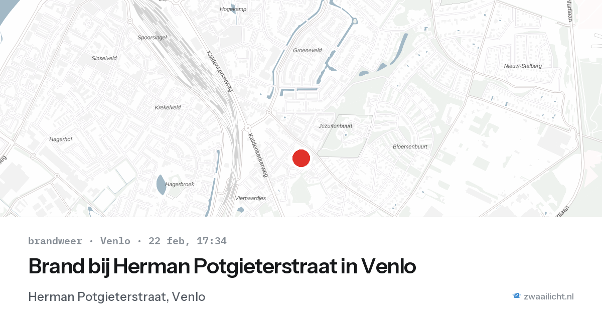 Brand bij Herman Potgieterstraat in Venlo — 22 feb 2026