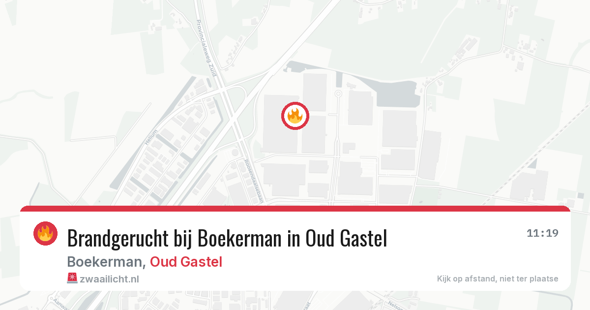 Brandgerucht bij Boekerman in Oud Gastel — 20 mrt 2026