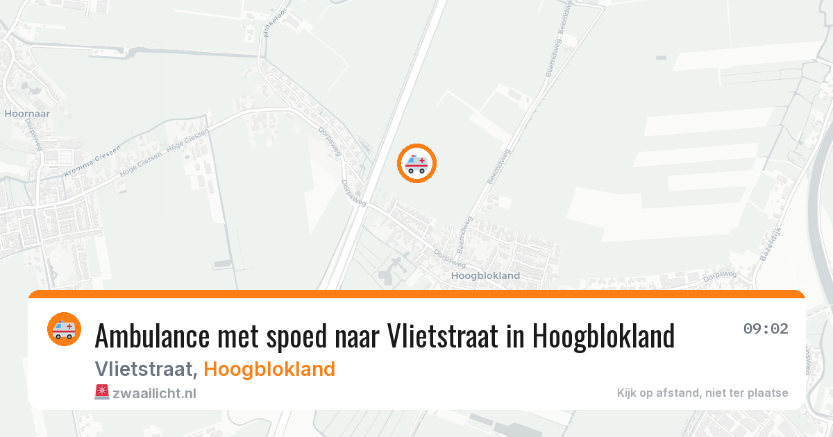 Ambulance met spoed naar Vlietstraat in Hoogblokland — 21 jun 2026