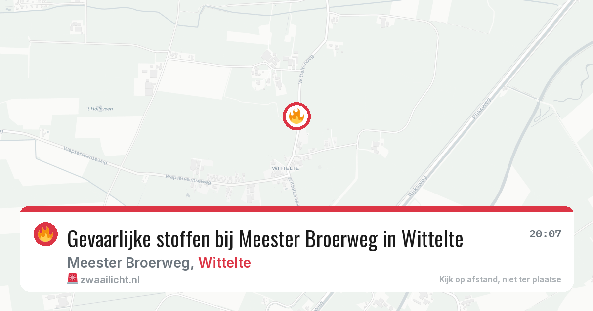 Gevaarlijke stoffen bij Meester Broerweg in Wittelte — 5 jul 2026