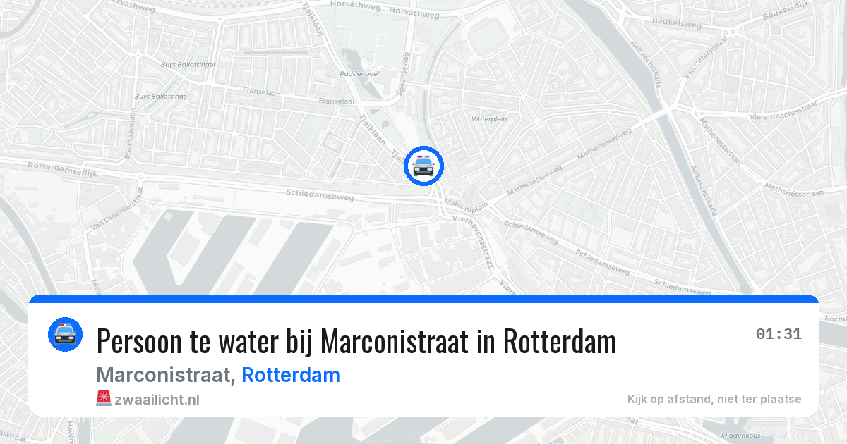 Persoon te water bij Marconistraat in Rotterdam — 6 jul 2026