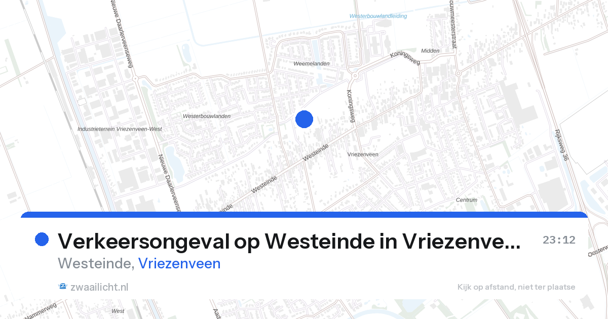 Verkeersongeval op Westeinde in Vriezenveen — 24 aug 2026