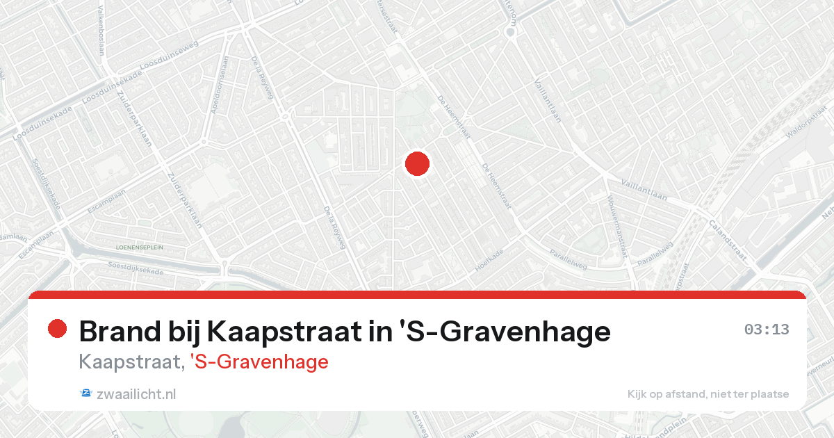 Brand bij Kaapstraat in 'S-Gravenhage — 17 aug 2026