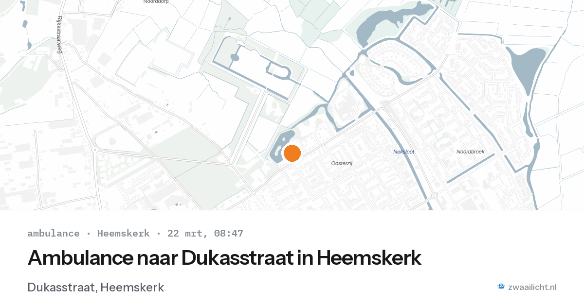 Ambulance naar Dukasstraat in Heemskerk — 22 mrt 2026