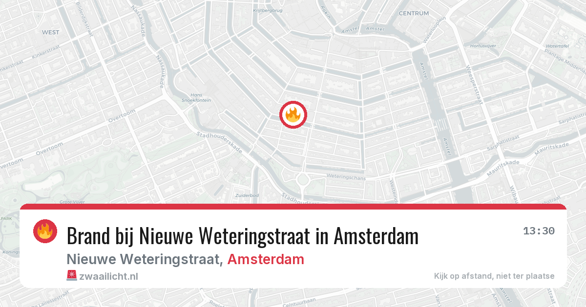 Brand bij Nieuwe Weteringstraat in Amsterdam — 8 aug 2026
