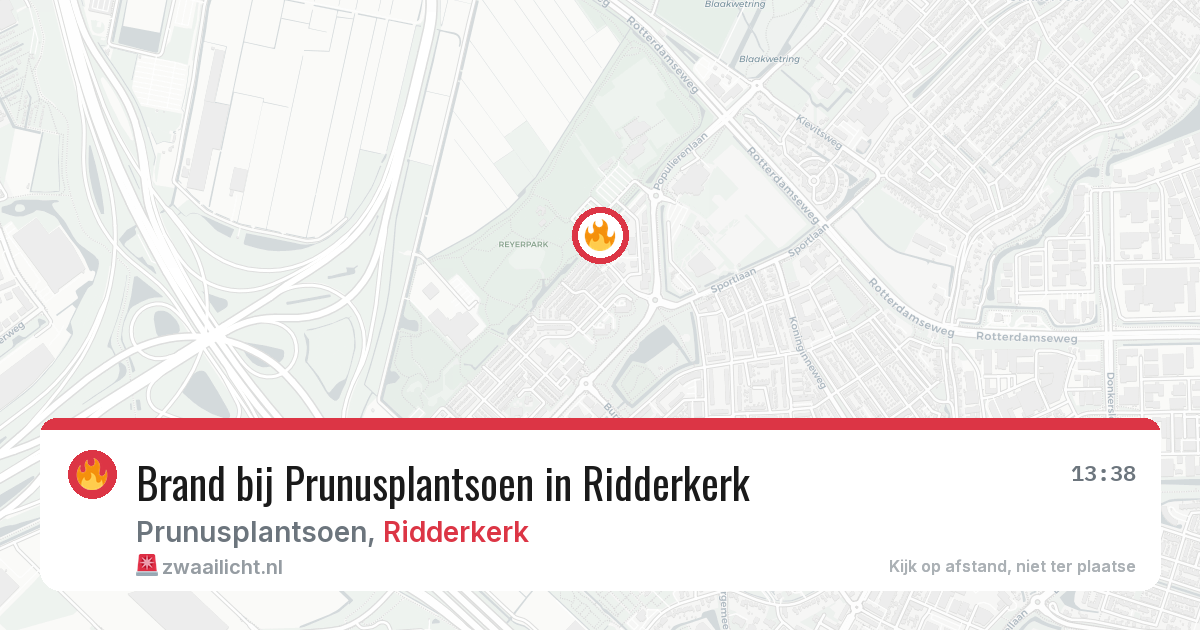 Brand bij Prunusplantsoen in Ridderkerk — 14 aug 2026