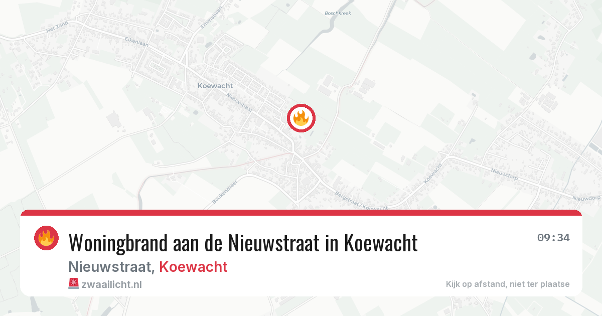 Woningbrand aan de Nieuwstraat in Koewacht — 8 aug 2026