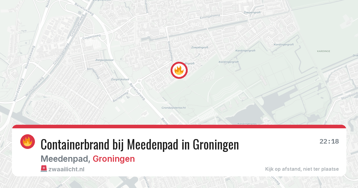 Containerbrand bij Meedenpad in Groningen — 13 aug 2026