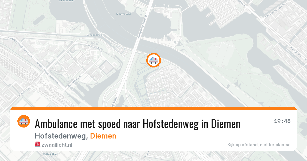 Ambulance met spoed naar Hofstedenweg in Diemen — 14 jun 2026